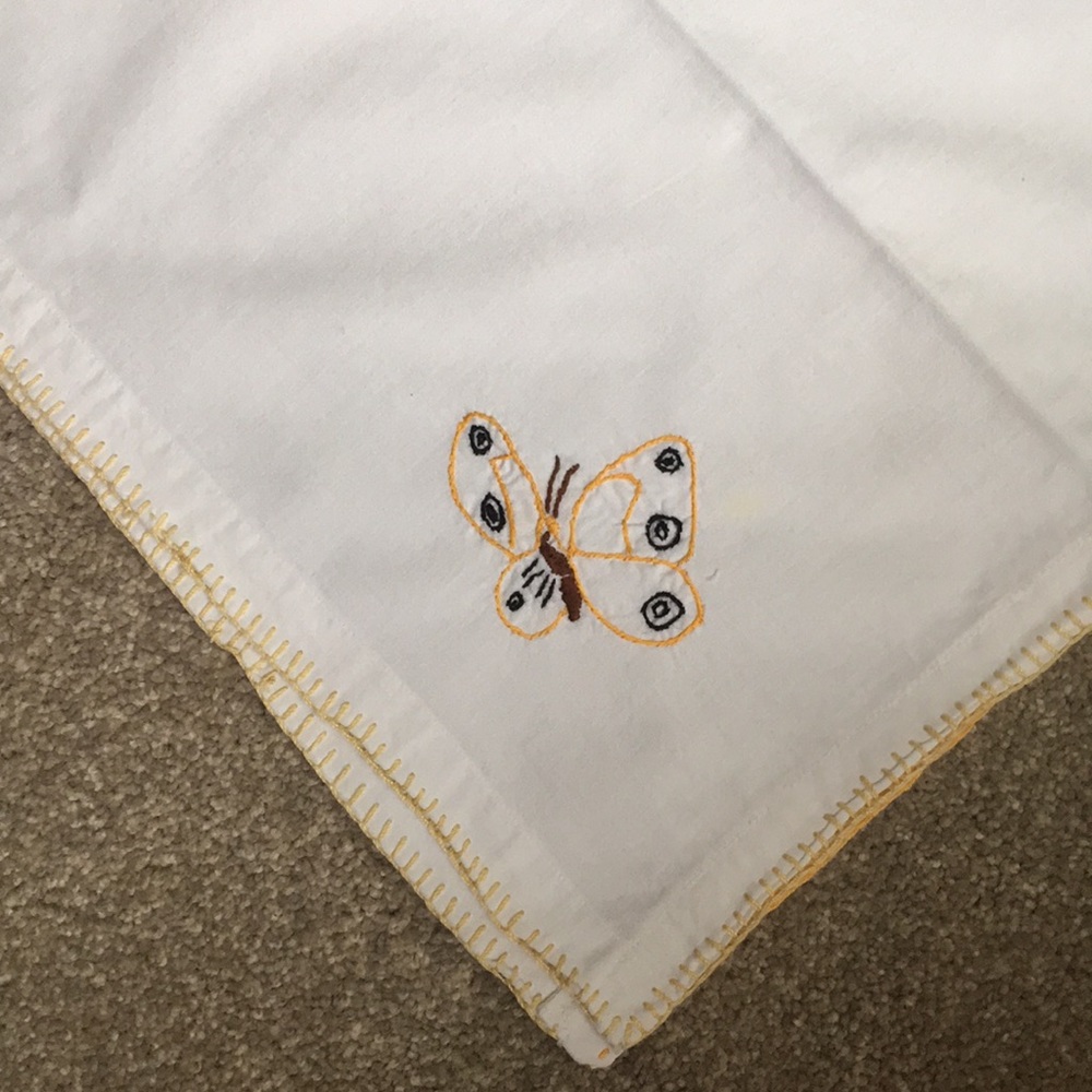 Butterfly table cloth vintage white